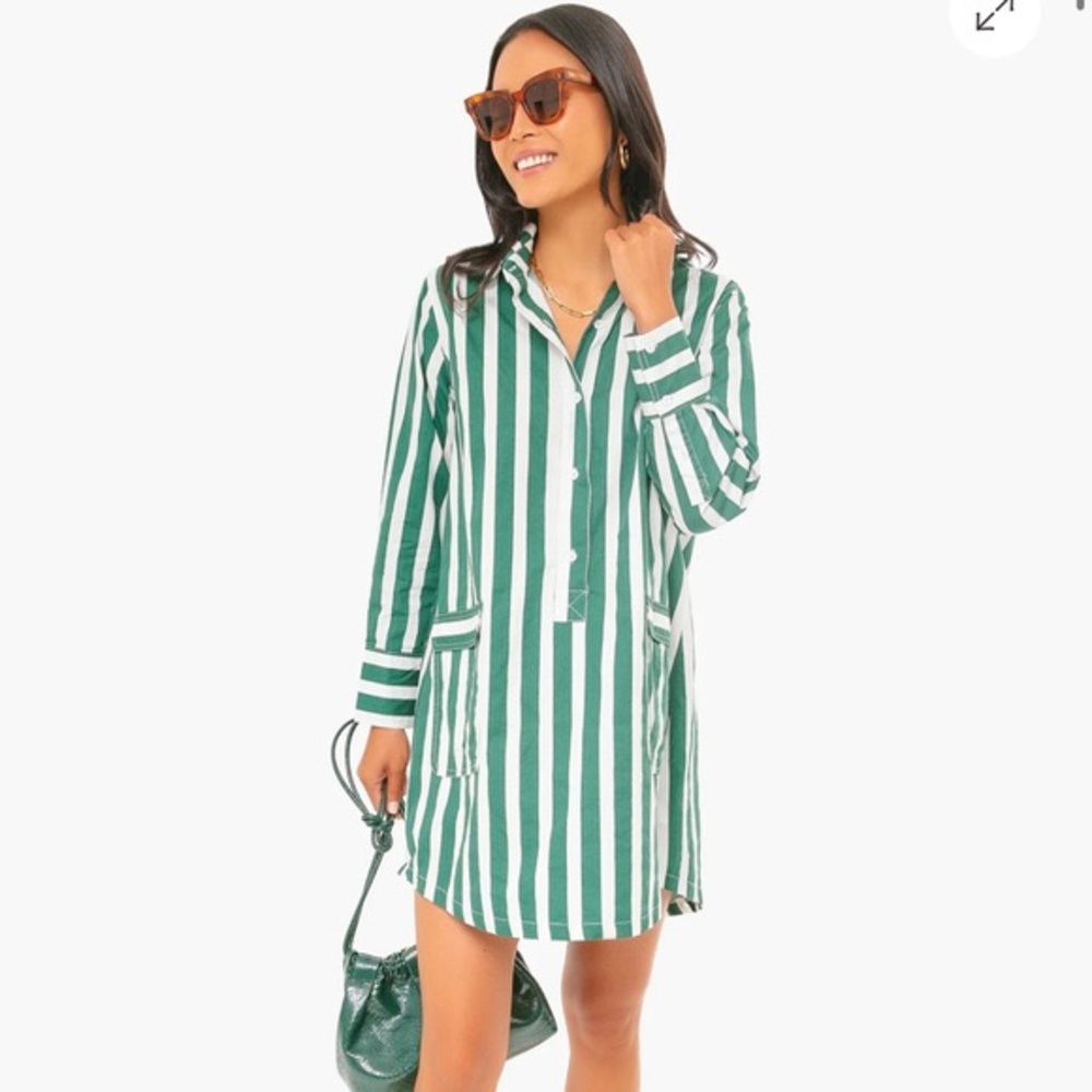 Forest Green Striped Bradley Dress from Pomander Place XS